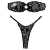 2024 New Bikini Sexy Golden 2 Pieces Lace Bikini Set Swimsuit Extreme Mini Thong Bathing Suit Bikin 3-Point Split Swimwear – Image 5