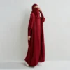 Muslim Abaya Hooded Smocking Sleeve One-piece Prayer Dress Women Jilbab Islamic Clothing Dubai Saudi Black Robe Turkish Modesty – Image 6