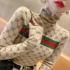 Women Slim Turtleneck Commute Warm Knitted Pullover Autumn Winter Vintage Soft Elastic Striped Letter Jacquard Sweaters – Image 4