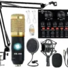 Podcast Equipment Bundle BM-800 Recording Studio Package with Voice Changer Live Sound Card-Audio Interface for Laptop Computer