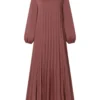 ZANZEA Islamic Hijab Women Abaya Robe Elegant Muslim Fashion O Neck Solid Pleated Dress Spring 2025 Casual Loose A-line Vestidos – Image 4
