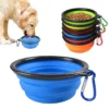 Folding Portable Silicone Dog Feeder Bowl 2 In 1 Pet Dispenser Outdoor Travel Dog Cat with Carabiner Bottle Food Water Container – Image 3