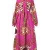 Summer Women Bohemian Printed Party Sundress Long Sleeve Stand Collar Casual Robe Holiday Vestidos Belted – Image 5