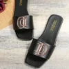 Women Luxury Fashion Single Band Slides Minimalist Plain Outdoor Flat Sandals 2023 Summer New Sandy Beach Slippers Open Toe Shoe – Image 4