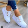 New White Shoes Women 2023 Fashion Round Toe Platform Shoes Size 43 Casual Shoes Women Lace Up Flats Women Loafers Zapatos Mujer – Image 3