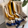 Women Fashion Print Silk Scarf Luxury Brand Warm 180X90CM Scarves Popular Lrage Satin Finish Shawl The Four Seasons Design Hijab – Image 4
