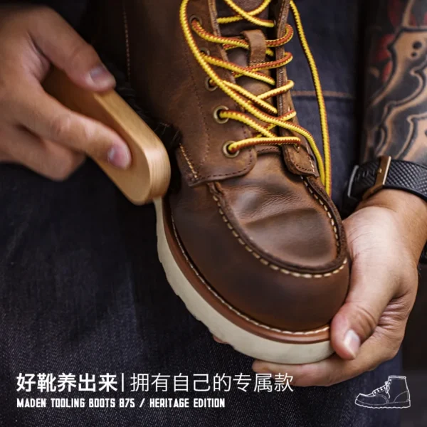 Maden Vintage 875 Ankle Boots Durable Leather High-top Shoes For Men Winter Round Toe Cowboy Boots Safety Work Shoes – Image 6