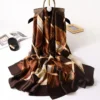 Women Fashion Print Silk Scarf Luxury Brand Warm 180X90CM Scarves Popular Lrage Satin Finish Shawl The Four Seasons Design Hijab – Image 5