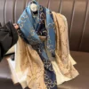 Women Fashion Print Silk Scarf Luxury Brand Warm 180X90CM Scarves Popular Lrage Satin Finish Shawl The Four Seasons Design Hijab – Image 2