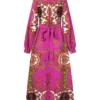 Summer Women Bohemian Printed Party Sundress Long Sleeve Stand Collar Casual Robe Holiday Vestidos Belted – Image 6