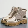 Women's Ankle Low Heel Platform Chunky Sole Lace Up Glitter Sequin Boots – Image 6