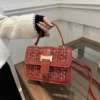 Simple texture portable shoulder crossbody small square bag – Image 5