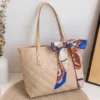 Fashion Women Shoulder Bag Rhombic Embroidery Handbag PU Leather Solid Color Underarm Bag Casual large size Tote bag – Image 5