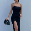 Nibber red black New year christmas party long dresses women spring Basic bodycon lace up stretch Slim midi dresses femme – Image 6