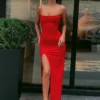 Nibber red black New year christmas party long dresses women spring Basic bodycon lace up stretch Slim midi dresses femme – Image 3