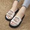Women's Diamond Grid Luxury Decor Flat Sandals Charm Design Open-toe Vacation Casual Slides Party Elegant Office-Ladies Shoes – Image 3