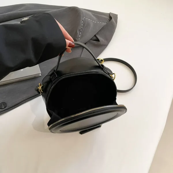 Round Leather Crossbody Bags For Women Luxury High Quality Handbags Women Bags Designer Shoulder Bag Female Retro Clutch Purses – Image 4
