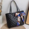 Fashion Women Shoulder Bag Rhombic Embroidery Handbag PU Leather Solid Color Underarm Bag Casual large size Tote bag – Image 3