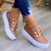 New White Shoes Women 2023 Fashion Round Toe Platform Shoes Size 43 Casual Shoes Women Lace Up Flats Women Loafers Zapatos Mujer – Image 2
