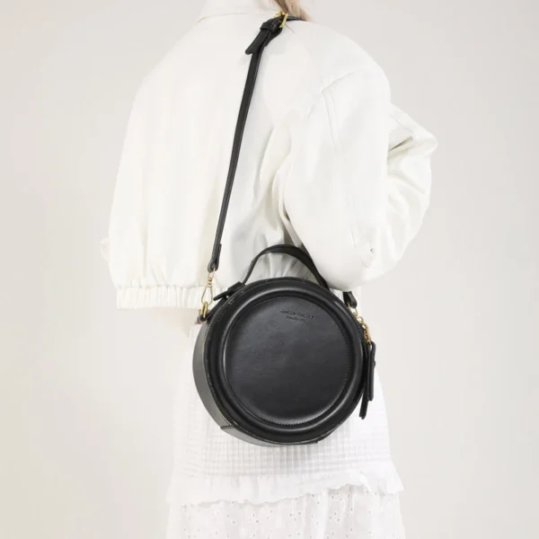 Round Leather Crossbody Bags For Women Luxury High Quality Handbags Women Bags Designer Shoulder Bag Female Retro Clutch Purses – Image 2