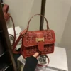 Simple texture portable shoulder crossbody small square bag – Image 2