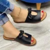 2022 New Summer New Women Leisure Fashion Bow Flat Sandals Sandals Comfortable Soft Bottom Women's Breathable Beach Sandals – Image 3