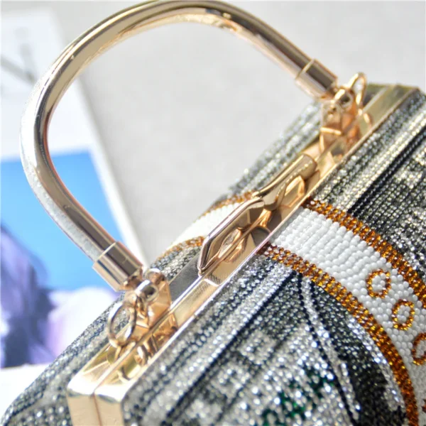 Full of diamonds small cylinder shoulder women bag set with diamonds Fashion dollar bag rhinestone dinner bag saco сумочка – Image 5